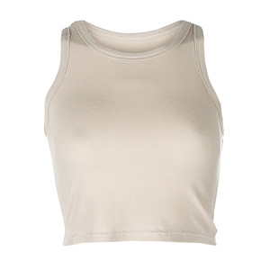 Femmes à la mode doux bouton à manches courtes débardeur évacuation de l'humidité séchage rapide 100% coton polaire tissu athlétique Fitness Sports - Product Image 2