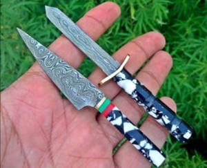 Mini couteau de cuisine en acier damassé fait main Dabbers miniatures forgés de haute qualité avec feuille de résine personnalisable - Product Image 5