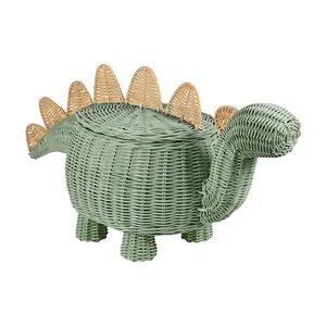 Graceful Dinosaur Rattan <b>Storage</b> <b>Basket</b> Handmade Natural Rattan <b>Basket</b> for Kids Room - Product Image 1