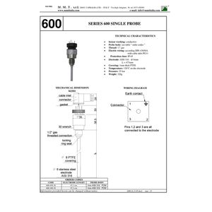 600 Sonda única de grado alimenticio de 47 cm de longitud con conexión de 1/2 \ "para instrumentos de medición de nivel precisos - Product Image 3