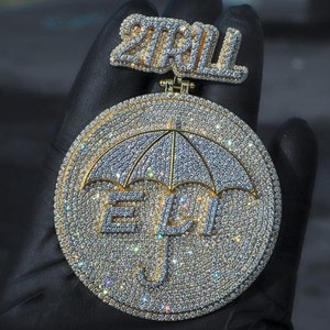 Pendentif personnalisé en or plaqué avec diamant taille émeraude VVS, lettre hip-hop, charme glacé, testeur de diamant, fête, certifié IGI - Product Image 1