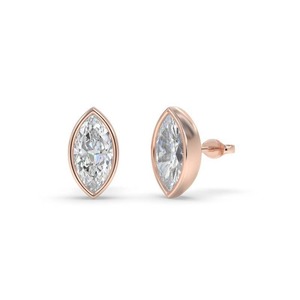 Pendientes de Diamantes con Corte Marquesa y Engaste de Bisel, 0.30 Ct, Diamantes Cultivados en Laboratorio, en Platino, Regalo para Novia - Product Image 2