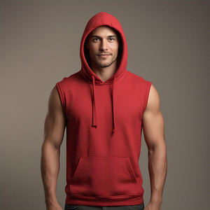 Entraînement sans manches à capuche hommes Slim Fit 100% coton Polyester pull sans manches capuche débardeur hommes - Product Image 5