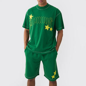 Ensemble T-shirt et short d'été pour homme 100 % coton, personnalisé OEM, respirant, style décontracté, qualité supérieure, imprimé numérique, vente en gros - Product Image 1