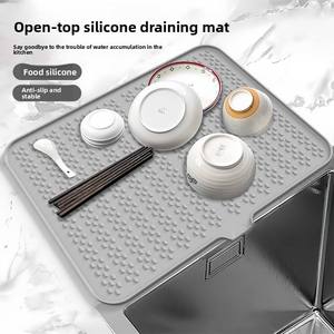 <b>Silicone</b> Kitchen Draining <b>Mat</b>-Non-Slip Heat-Insulating Dishes & Sink <b>Mat</b> with Modern Design - Product Image 2