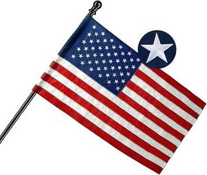Drapeau américain à manches de 2,5 x 4 pieds, imperméable, pour extérieur, en polyester, étoiles brodées, rayures cousues durables, mât en aluminium - Product Image 1