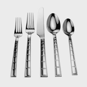 Ensemble de couverts élégant avec manche en gras en acier inoxydable couleur argent, couteau à fourchette poli miroir avec boîte-cadeau, ustensiles de cuisine - Product Image 4