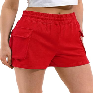 Short de survêtement confortable taille haute pour femme Logo personnalisé athlétique course salon Fitness cordon éponge coton entraînement - Product Image 1