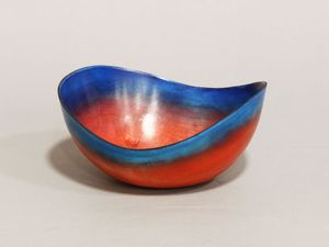 Nuevo estilo chino indio hecho a mano rayas multicolor resina imitado madera frutero servicio bandeja Interior decoración del hogar ornamento - Product Image 6