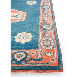 Tapis en laine noué à la main Nuray Blue Pae-1160 9x12, motif médaillon rectangulaire pour la décoration de la maison, du salon ou de l'couloir - Product Image 4