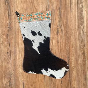 ถุงน่องลายดอกไม้สำหรับเทศกาลคริสต์มาสขนาดใหญ่16 ", ถุงน่องแบบตะวันตกหนังวัวสีเทอร์ควอยซ์ - Product Image 2