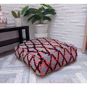 <b>Moroccan</b> <b>Leather</b> Pouf Handmade Ottoman Footstool Traditional Handcrafted <b>Pouffe</b> Home Decor Boho Ottoman Seat Living Roo - Product Image 1