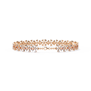 Brazalete de Diamantes Naturales Inspirado en Flores, Chapado en Oro de 14K, Certificado IGI, Piedras de Corte Brillante VVS GH, Elegante Brazalete de Cadena para Mujer - Product Image 1