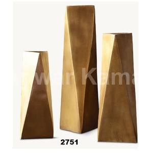 Florero hecho a mano de latón macizo marrón decorativo para el hogar y la Oficina, Juego de 3 piezas - Product Image 1