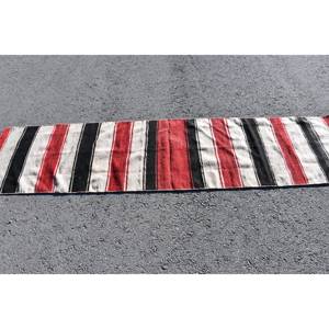 Alfombra clásica Kilim roja y negra de 2,2x8,7 pies, Alfombra de área de lana turca de gran tamaño, respaldo de látex, 10mm de espesor para decoración de habitación de pasillo - Product Image 3