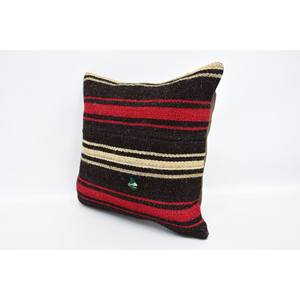 Oreiller Kilim à fleurs vintage multicolore 16x16 pouces en laine et soie tissées Accent décoratif floral portable pour la literie et le sol - Product Image 4