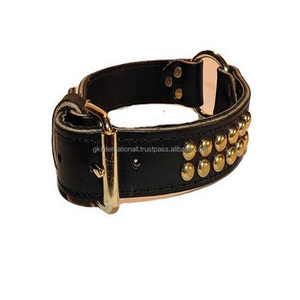 หมุดตอกหมุดทองเหลืองชุบ2แถว,ปลอกคอหนังสุนัขสวมสบายหัวแหลมแบบเดี่ยวทำในประเทศอินเดีย - Product Image 2
