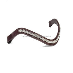 Banda de cejas de caballo de cuero de silla de montar negra o marrón con forma de onda en tamaños completos de mazorca cristales de diseñador diamantes de imitación banda decorativa para cejas - Product Image 5