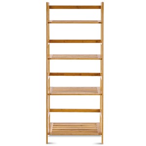 Étagère murale flottante rustique en bois de bambou 50x33x120cm pliable pour la décoration de la maison/du bureau - Product Image 3