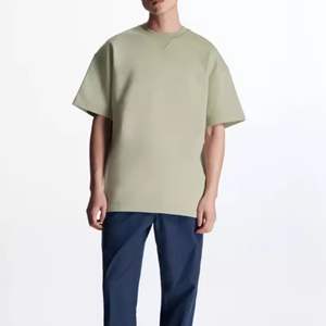 Haute Qualité Hommes De Luxe Lourd 100% Coton Épais Surdimensionné T-shirt Blanc Col Montant Lourd Surdimensionné Boxy T-Shirt pour Hommes - Product Image 3