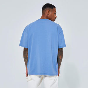 T-shirts en coton pour hommes sur mesure de qualité, col rond grande taille avec coupe surdimensionnée, design à la mode pour hommes vente en gros OEM - Product Image 3