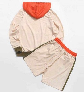Survêtements pour hommes deux pièces sweat à capuche et short ensemble couleur bloc unisexe correspondant survêtement hommes ensembles pull à capuche et shorts pour hommes - Product Image 2