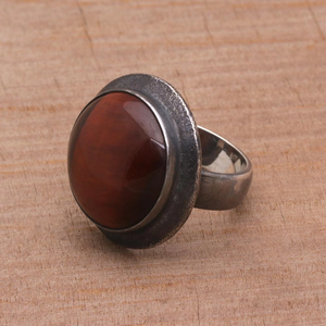 Venta al por mayor 925 plata esterlina minimalista Ojo de Tigre declaración anillo de alta calidad tierra piedra preciosa joyería de moda precio de fábrica - Product Image 4