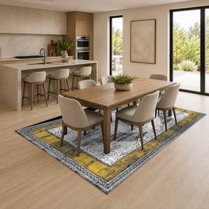 Tapis de salon LXDP-0933 gris argenté traditionnel oriental imprimé numériquement, lavable en machine, en chenille, antidérapant, vente en gros - Product Image 4
