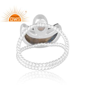 Dernière vente en argent sterling 925 Labradorite naturelle et pierre de lune arc-en-ciel Bague en pierres précieuses Fabricant de bijoux personnalisé - Product Image 2