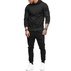 Wholesale Custom Blank Tracksuits For Men Plain <b>Hoodie</b> And Jogger Two Piece Sportswear Gym Wear Supplier - Product Image 1