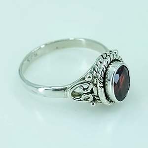 Red <b>Garnet</b> Oval 925 Sterling <b>Silver</b> Handmade <b>Ring</b> Boho January Birthstone Perfect Gift for Her Birthday Anniversary Platinum - Product Image 4