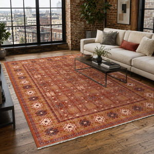 Tapis lavable en chenille RW7064 Kuba Amber Tribal de Rug Weavers, vente en gros et dropshipping, 10 tailles disponibles - Product Image 1