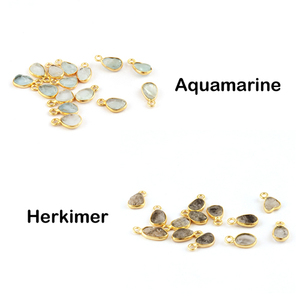 Conector de Aguamarina chapado en oro natural, suministro de fábrica, abalorio de bisel artesanal, fabricación de joyería - Product Image 5