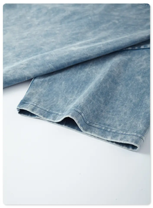 Own Design Wholesale High Quality Summer Round <b>Collar</b> <b>Men</b> <b>T</b>-<b>shirts</b> 100% Cotton Grey Fit Oversize Garment Dyed Knitted Acid Wash - Product Image 4