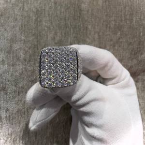 Unisex Luxury 10K/14K/18K Gold Hip Hop Trend Prong <b>Set</b> Round Brilliant Cut Diamond Sterling <b>Silver</b> Wedding <b>Ring</b> - Product Image 1