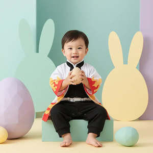 Costume de bébé Kyojuro Demon Slayer, cosplay d'anime japonais avec manteau, chemise et haut pour vêtements d'enfants - Product Image 2