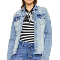 Nouvelle mode veste en jean pour femmes déchiré à manches longues Monkey Wash vente en gros veste en jean surdimensionnée coupe ajustée 100% coton