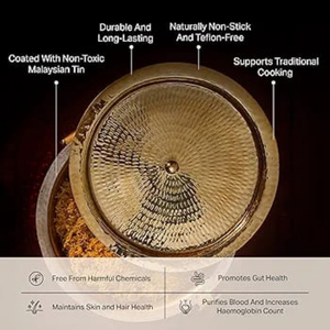 100% Patila en laiton pur pour la cuisson à fond lourd martelé et poli 1 litre Handi marmite en laiton doré ustensiles de cuisine - Product Image 2