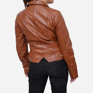 Chaqueta de cuero personalizable para mujer con cremallera frontal de manga larga prendas de vestir exteriores de moda perfectas para traje de otoño y estilo de oficina - Product Image 2