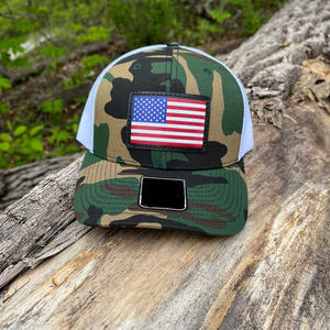 Casquette OEM Usine Casquette de camionneur du Vietnam Impression personnalisée Camouflage Chasse en plein air 6 panneaux Profil intermédiaire Logo personnalisé Écusson - Product Image 1