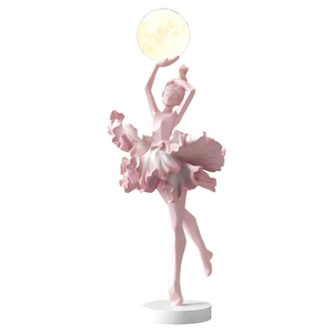 Lampe sur pied sculpture ballerine en résine noire et or, lumière lunaire LED à changement de couleur, statue d'art moderne, décoration intérieure pour salon - Product Image 5