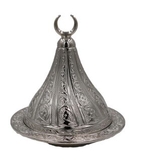 Bol à dattes fait main en argent de qualité durable avec couvercle, vaisselle, serveur de fruits, bol métallique, Ramadan - Product Image 2