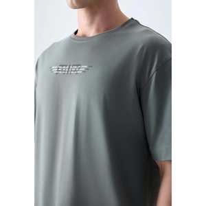 Camiseta Caqui para Hombre, 100% Algodón, Gruesa, Suave, Texturizada, Corte Holgado, Estampada, Jersey-88356 - Product Image 2