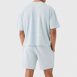Conjunto de pantalones cortos bordados desgastados personalizados para hombre de alta calidad, 2 uds., esquema de varios colores, que incluye camisetas, medio logotipo con - Product Image 2