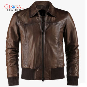 Chaqueta de cuero genuino de piel de oveja informal para hombre con diseño de la mejor calidad para hombre con cuello levantado estilo callejero transpirable - Product Image 5