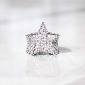 Hip Hop Fine Jewelry Passd Diamond Tester 925 Sterling <b>Silver</b> Iced Out VVS Moissanite Cluster <b>Star</b> Ring for Men - Product Image 3