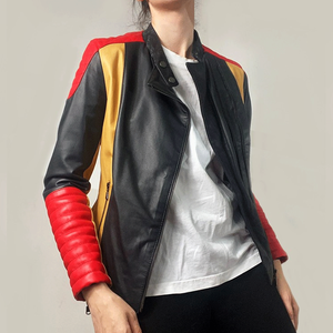 Women's Genuine Leather Racing Motorbike Jacket CE Inside Protections Multi-color Motorcycle Jacket For women - Product Image 3