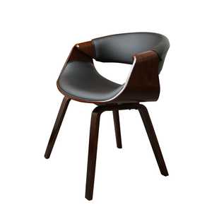 Ensemble de 2 chaises de salle à manger en bois courbé de noyer, style Mid-Century Modern, avec revêtement en cuir PU - Product Image 4