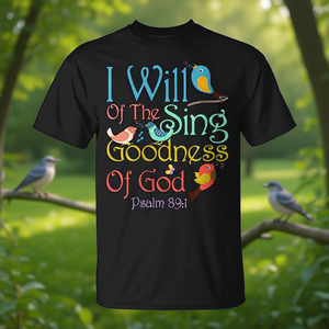 Camiseta Christian Bird, diseño 'Cantaré la bondad de Dios', Salmo 89:1, color negro - Product Image 3