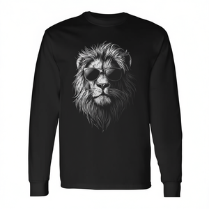 T-shirt a maniche lunghe con grafica Cool Lion With Sunglasses per tutte le età - Product Image 2